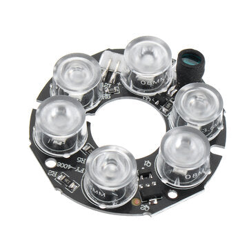 IR LED Infrared Light Board for CCTV Camera Night Vision 30-40M 6*Array LED White 2.5W DC12V
