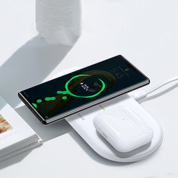 USAMS US-CD120 Dual 10W Power Qi Wireless Charger Phone Charger Earphone Charger for Qi-enable Smart