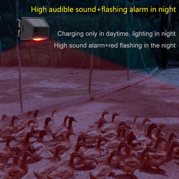 Solar Alarm Strobe Light Animal Repellent Flashing 8 LEDs Light Motion Sensor Security Alarm System