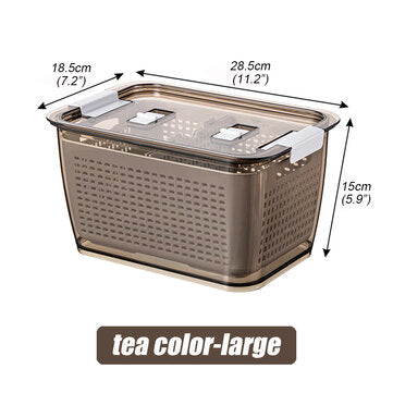 Food Storage Box Kitchen Plastic Refrigerator Fruit Vegetable Drain Container (SIZE: L)