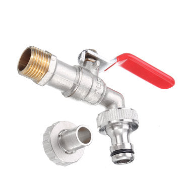 TMOK 1/2`` Lever Brass Single Cold Tap Washing Machine Faucet Adapter w/ Nozzle Male Thread for Gard