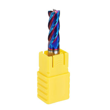 Drillpro 5pcs 3-8mm HRC65 Blue NACO Coated Milling Cutter 4 Flutes Tungsten Carbide Milling Cutter C