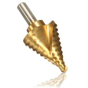 1/4 Inch to 1-3/8 Inch Titanium Coated Step Drill Bit 9mm Round Shank