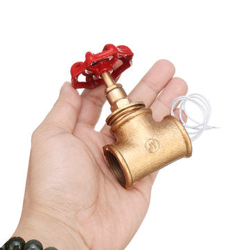 Vintage Steampunk 3/4`` Stop Valve Light Switch Red Handle W/ Wire For Pipe Lamp