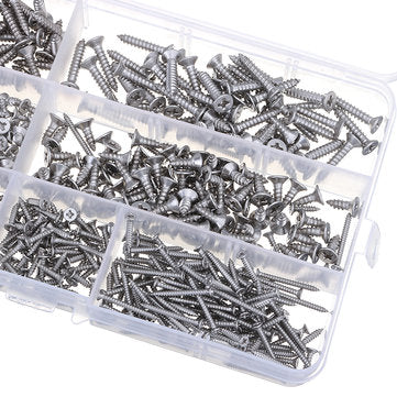 Suleve MXSP6 600Pcs M2.2/M2.9/M3.5 Stainless Steel Pozi Raised Countersunk Self-Tapping Screw