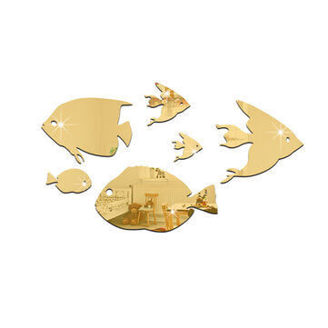 Bubble Fish Wall Sticker Ocean Fish Mirror Sticker Self Adhesive Acrylic Mirror Wall St... (TYPE: D)