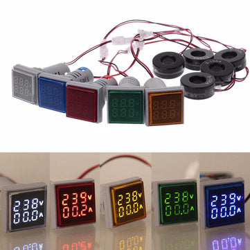 3pcs Green Light AC 60-500V 0-100A D18 Square LED Digital Dual Display Voltmeter Ammeter Voltage Gau