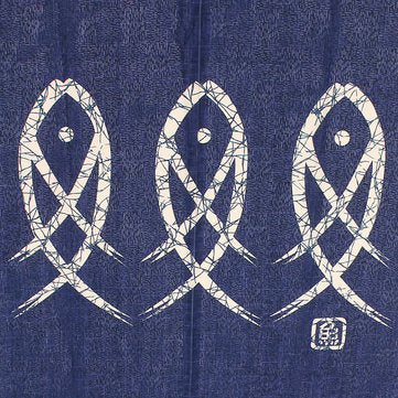 Blue Fish Printed Japanese Noren Doorway Curtain Kitchen Room Door Curtains Decor