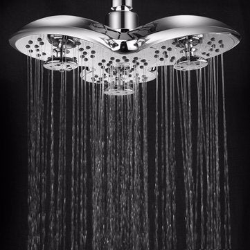 4-way High-Pressure 9.5 Inch Rainfall Shower Head Trident Shape Massage Top Spray Showerhead