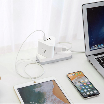 Deli 18322 Intelligent USB Socket Adapter Plug USB Wireless Triangle Cube Row Plug Charging Security