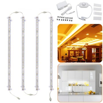 4PCS 30CM 30W 5630 Transparent Cover LED Rigid Strip Light Cab... (PLUG: USPLUG | COLOR.: WARMWHITE)