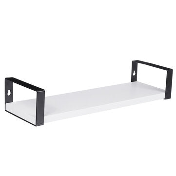 Wall-mounted Storage Shelf Punch-free Wrought Iron Living Room Kitchen Floating Ra... (COLOR: WHITE)