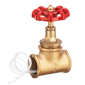 Vintage Steampunk 3/4`` Stop Valve Light Switch Red Handle W/ Wire For Pipe Lamp