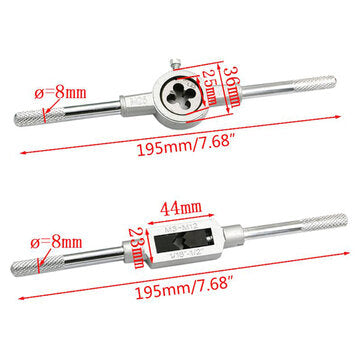 12Pcs Metric Screw Tap Wrench and Die Pro Set M3-M12 Nut Bolt Alloy Metal Tool