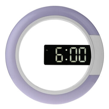 Bakeey Remote Control LED Wall Clock Time or Temperature Display Ring Light Alarm ... (COLOR: WHITE)
