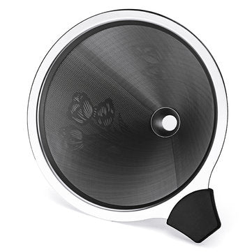 Stainless Steel Pour Over Coffee Dripper Flower Pattern Paperless Reusable Double Mesh Cone Filter