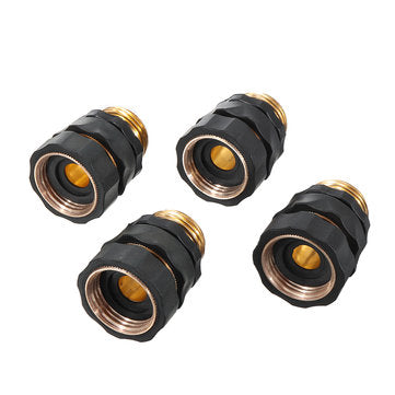 Drillpro 4pcs 3/4 Inch Brass Connector Garden Hose Quick Connect Water Hose Pipe Connectors Fitting