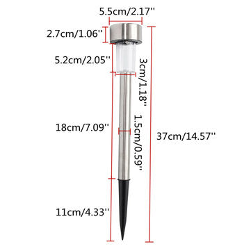 Solar Powered LED Lawn Light Post Stake Patio Outdoor Stainless Steel Garden Lamp
