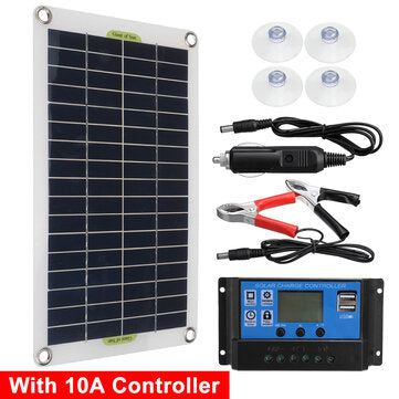 50W Solar Panel Portable Flexible Monocrystalline Solar Kit W/ 10A/30A/60A/100A Co... (CURRENT: 10A)