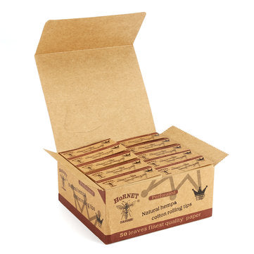 10 x Hornet Rolling Paper Filter Tips 50 Leaves 60*21MM Natural Paper Tip Filter Rolling Paper