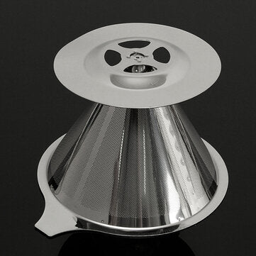 Stainless Steel Pour Over Coffee Dripper Paperless Reusable Double Layer Mesh Coffee Maker Cone Filt