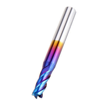 Drillpro 8PCS HRC55 Blue Nano Tungsten Carbide 4 Flute End Mill Set R1-R6 Milling Cutter CNC Router