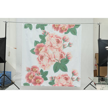 71``x71`` Long Peach Blossom Pattern Waterproof Polyester Shower Curtain with Hooks