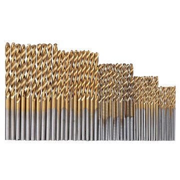 50pcs 1-3mm HSS Twist Drill Bit Titanium Coated Round Handle Drill Bit Set