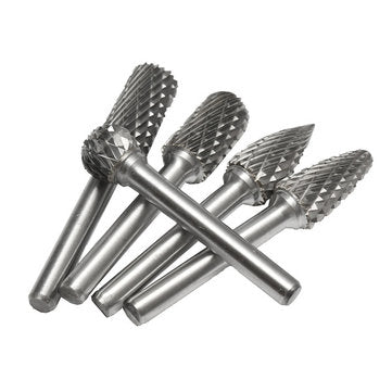 5pcs 6mm Shank Tungsten Carbide Burrs 12mm Head Rotary Cutter Engraving Bits Set