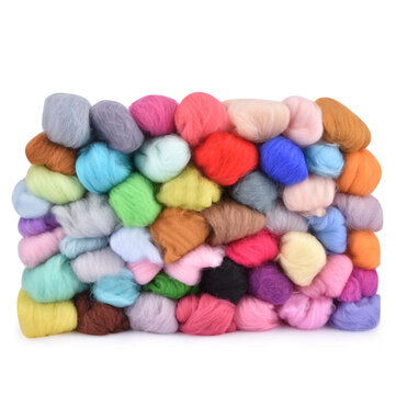 50 Color DIY Wool Felt Kit Needles Tool Set Handmade Needle Felting Mat Starter Fabric Sewing Kit w/