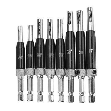 Drillpro 8pcs 16pcs Self Centering Door Hinges Drill Bit Hole Puncher Woodworking Ream... (SIZE: 8#)