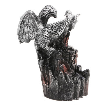 7.5 inch LED Flying Dragon Incense Burner Backflow Waterfall Holder Home Office Ornament 10pcs Aroma