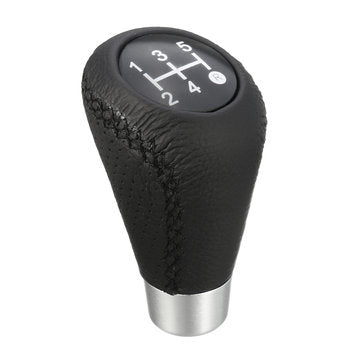 5 Speed Black Leather Stitch Manual Automobile Gear Stick Shift Knob Shifter Kit
