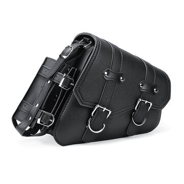 Universal Motorcycle Saddlebags Saddle Bag Black Leather For Harley Sportster XL883 X... (STYLE2: R)
