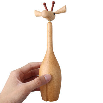 Wooden Giraffe Toy 21cm Height With Movable 360 Degree Rotate Head Nordic Style Toys For Home Office