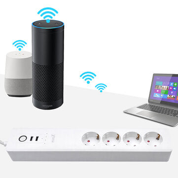 XENON WiFi Smart Power Strip 16A Multiple Outlet Extension Cord with 2 * USB Ports / 4 * AC Outlets