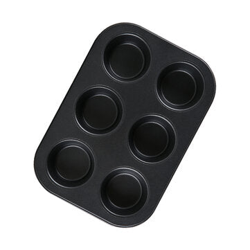 KC-OP01 6 Holes Stainles Steel Non-stick Muffin Cake Baking Oven Pan Cookie Tray ... (COLOR.: BLACK)
