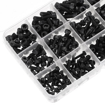 Suleve MXCH5 500Pcs M3 M4 M5 Carbon Steel Screw Hex Socket Cap Head 8-20cm Bolt Nut Assortment