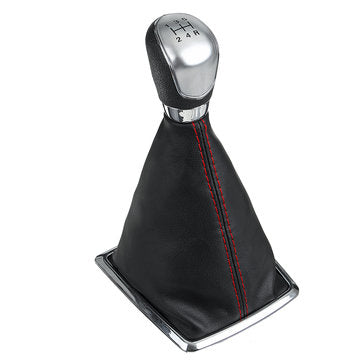5 Speed MT Gear Stick Shift Knob with Leather Dust Boot Cover For Ford Focus MK2... (COLOR.: SILVER)