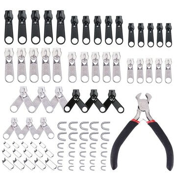 85Pcs Zipper Repair Kit Zipper Replacement Zipper Pull Rescue Kit with Zipper Install Pliers Tool an