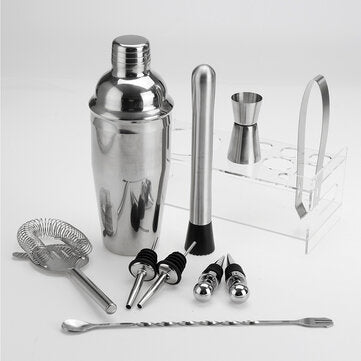 Stainless Steel Cocktail Shaker Set 11 Piece Kit Set For Pub Bar Home Party Tool