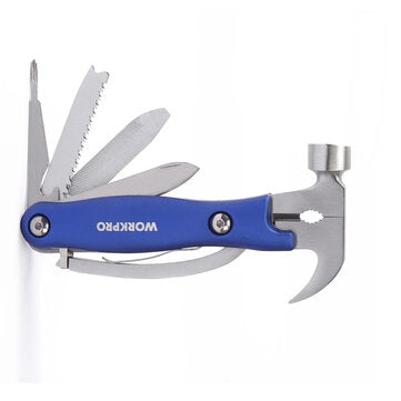 Workpro 12-in-1 MultiTools plier hand tools set wire stripper Hammer with Knife foldable Saw File Sc