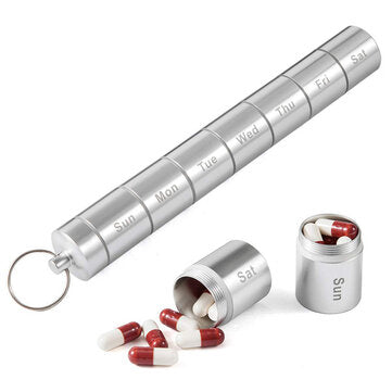 Weekly Pill Box Aluminum Alloy Waterproof Detachable Travel Pill Storage Organizer Container Portabl