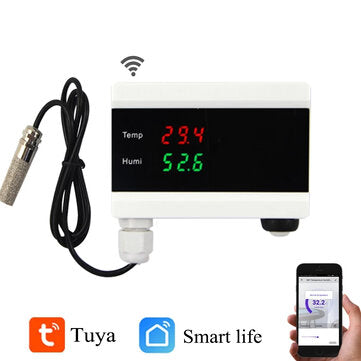 WIFI Tuya Smart Temperature Humidity Alarm Sensor Thermometer Hygrometer Detector ... (PLUG: EUPLUG)