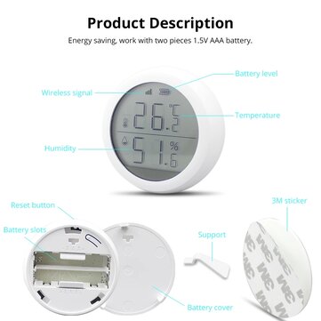Zemismart Tuya ZB Temperature and Humidity Sensor with LCD Screen Display Real Time Monitor Smart Ho