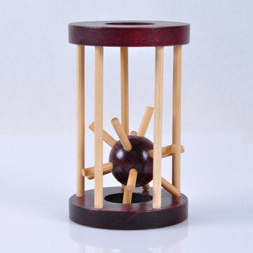 Wooden Intelligence Kong Ming Lock Take Out Spiked Ball Brain Teaser for Kids Adults Puzzle Toys Off