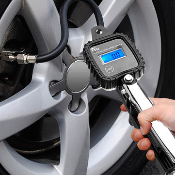 100 PSI Tyre Inflator LCD Digital Metal Air Pressure Tire Gauge PSI With Hose For Motorcycle Car