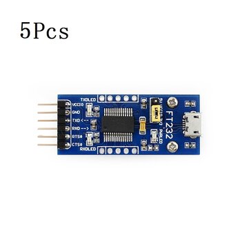 5Pcs Waveshare FT232 Module USB to Serial USB to TTL FT232RL Communication Module Micro Port Flash