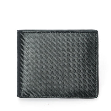 Men`s Card Holder Large Capacity RFID Blocking Genuine Leather Carbon Fiber Style Anti Magnetism Bif