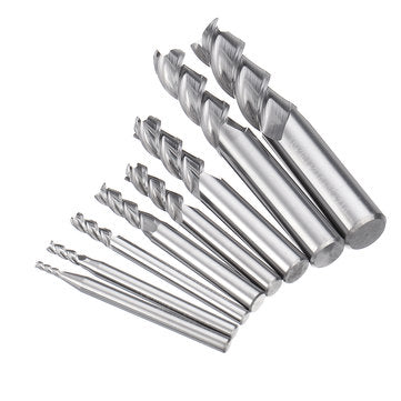 Drillpro 2-12mm 3 Flutes Carbide End Mill Set Tungsten Steel Milling Cutter Tool for Aluminum Alloy
